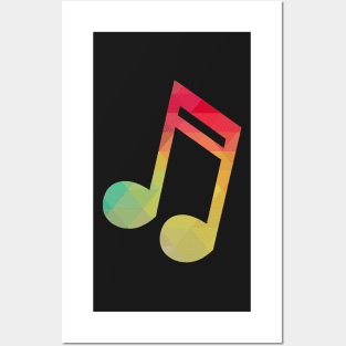 Rainbow color musical note silhouette Posters and Art